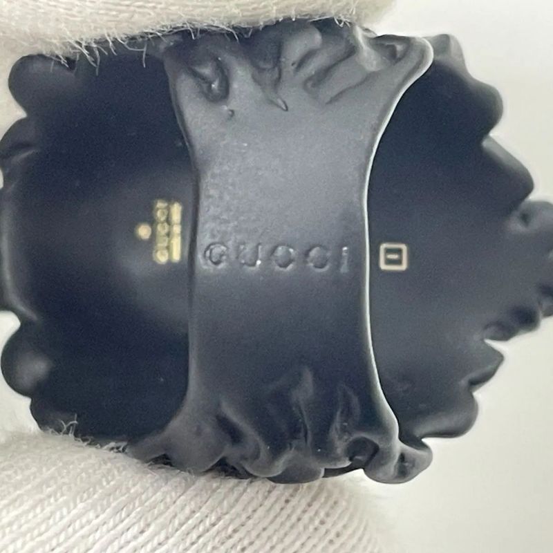 Gucci Michele Period Lion Head Interlocking G Logo Ring No 13 Metal Black