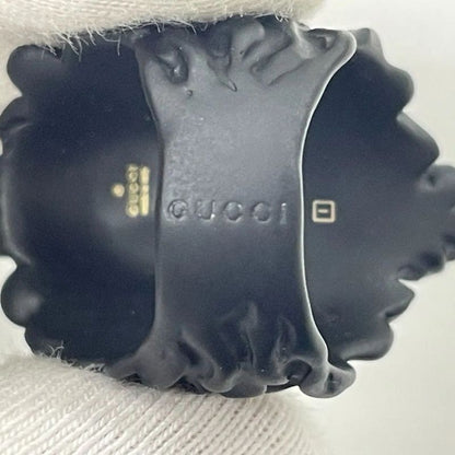 Gucci Michele Period Lion Head Interlocking G Logo Ring No 13 Metal Black