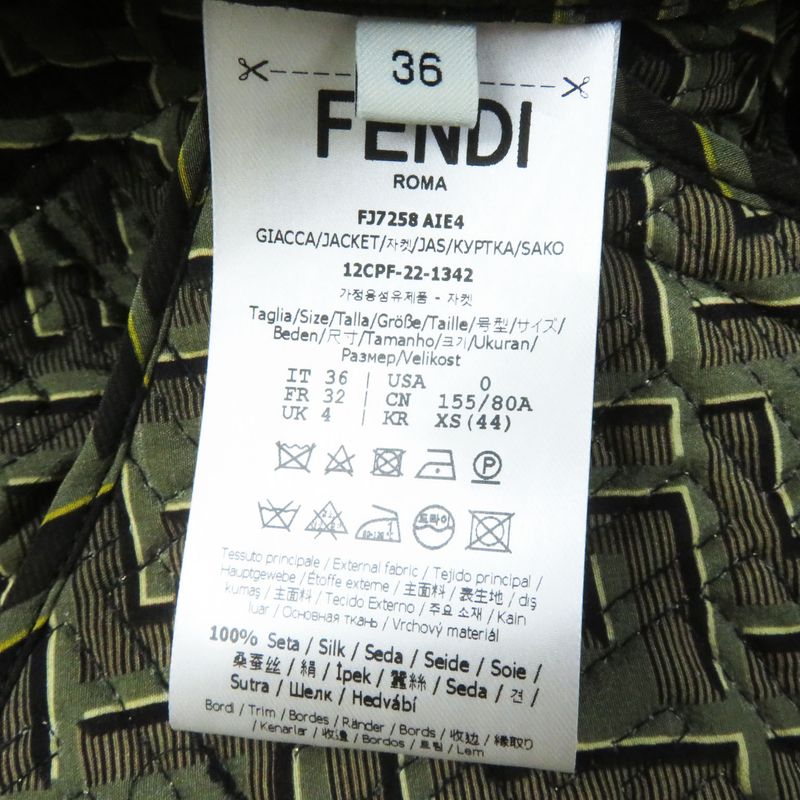 Fendace Fendi Versace 22SS Fj7258 Silk FF Logo Baroque Pattern Blouson Blackish