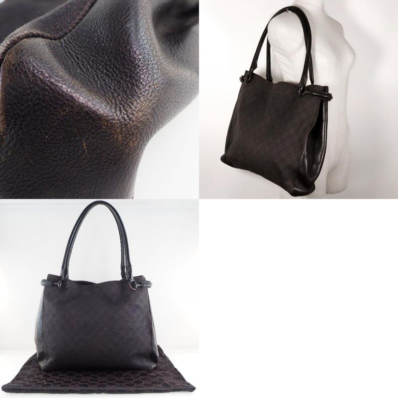 Gucci 101346 GG Canvas And Leather Black Unisex Tote Bag