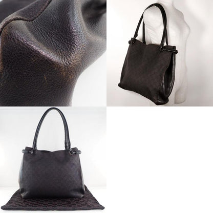 Gucci 101346 GG Canvas And Leather Black Unisex Tote Bag