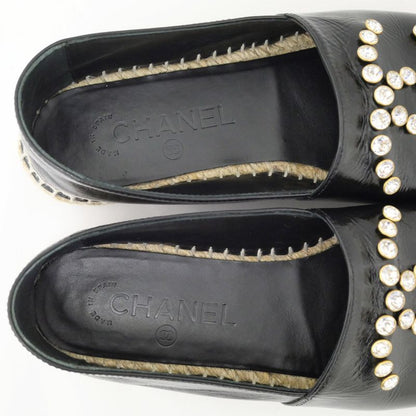 Chanel Espadrilles G35602 Coco Mark Bijoux Black Patent Leather 20C 37