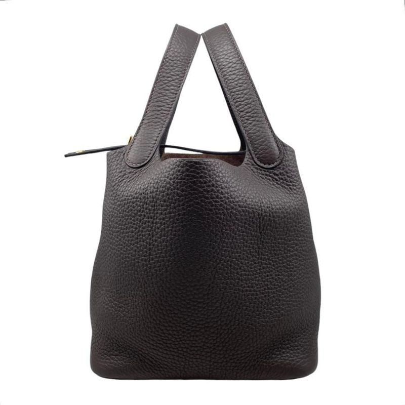 Hermes Handbag Picotin Lock PM Engraved B Ebène Dark Brown Gold Hardware Hermes