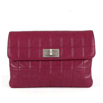 Chanel Belt Bag Purple Silver Lambskin Choco Bar Clutch Beltless