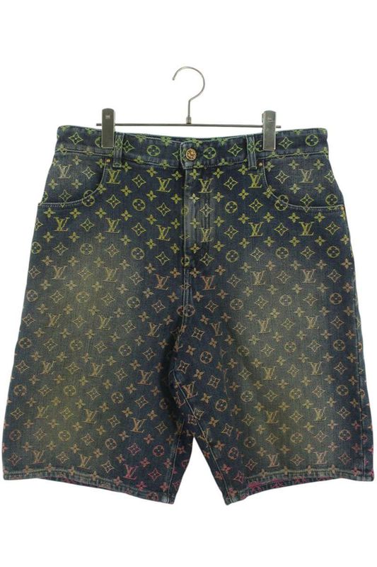 Louis Vuitton 23SS Rm231 YM4 Hod77w Rainbow Monogram Denim Half Pants Men's 33