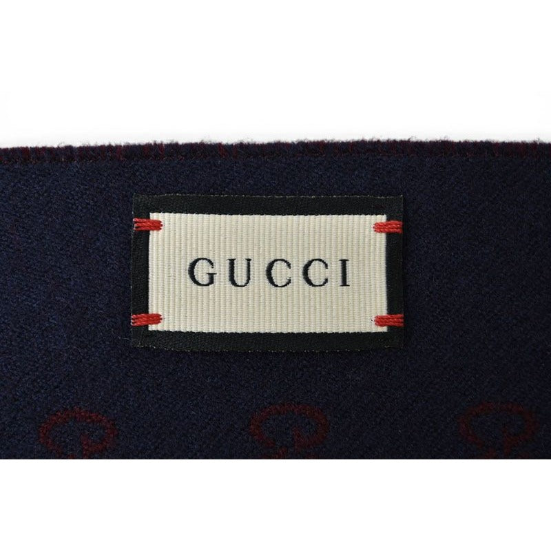Gucci Scarf Reversible Winter Wool GG Wine Navy — view 4