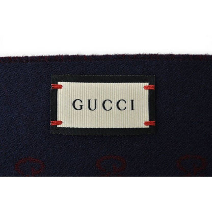Gucci Scarf Reversible Winter Wool GG Wine Navy — view 4