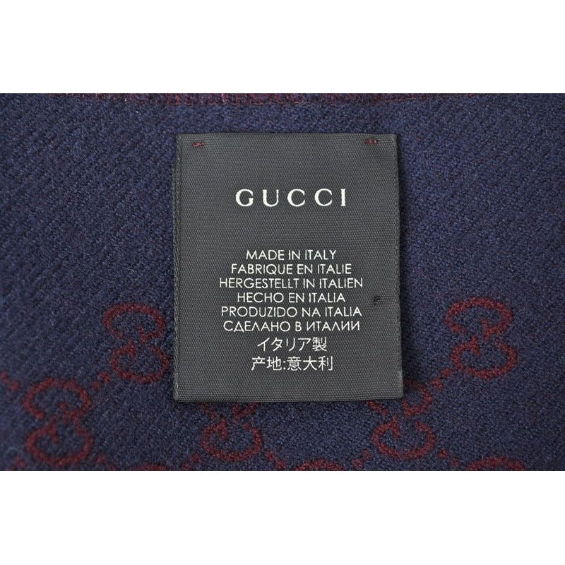 Gucci Scarf Reversible Winter Wool GG Wine Navy — view 6