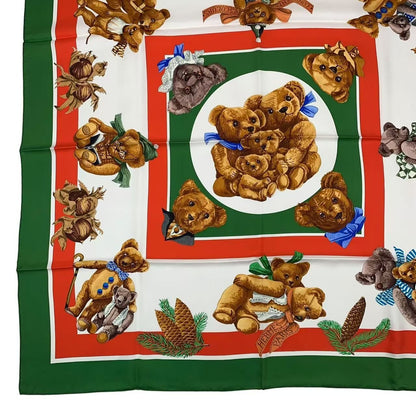 Hermes Scarf Carre 90 100% Silk Confidents Des Coeurs Teddy Bear Friends — view 5