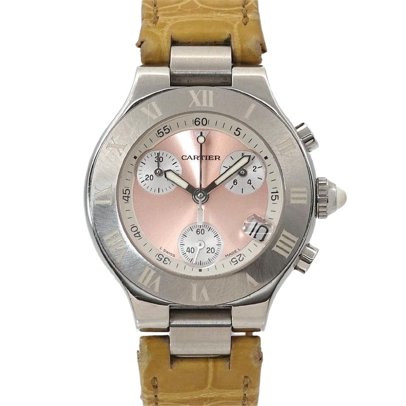 Cartier Must 21 Chronoscaph SM Chronograph Watch Date Quartz