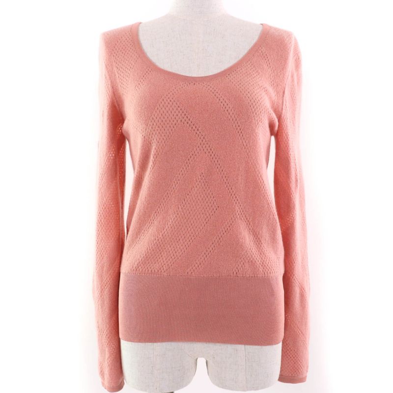 Hermes 22AW 2h2618dc Wool Cashmere Blend Long Sleeve Knit Top Pink 34 Made In