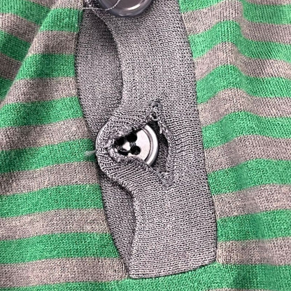 Balenciaga 11aw Paneled Henley Neck Striped Cut & Sewn 273970 Tv977 Green XS