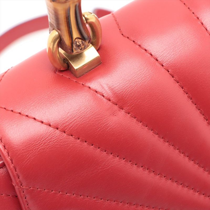 Gucci Bamboo Queen Margaret Leather Backpack Bee Red 476664 Made In Italy
