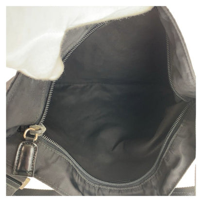 Prada Tessuto Triangle Logo Plate Black Silver Hardware Nylon Crossbody