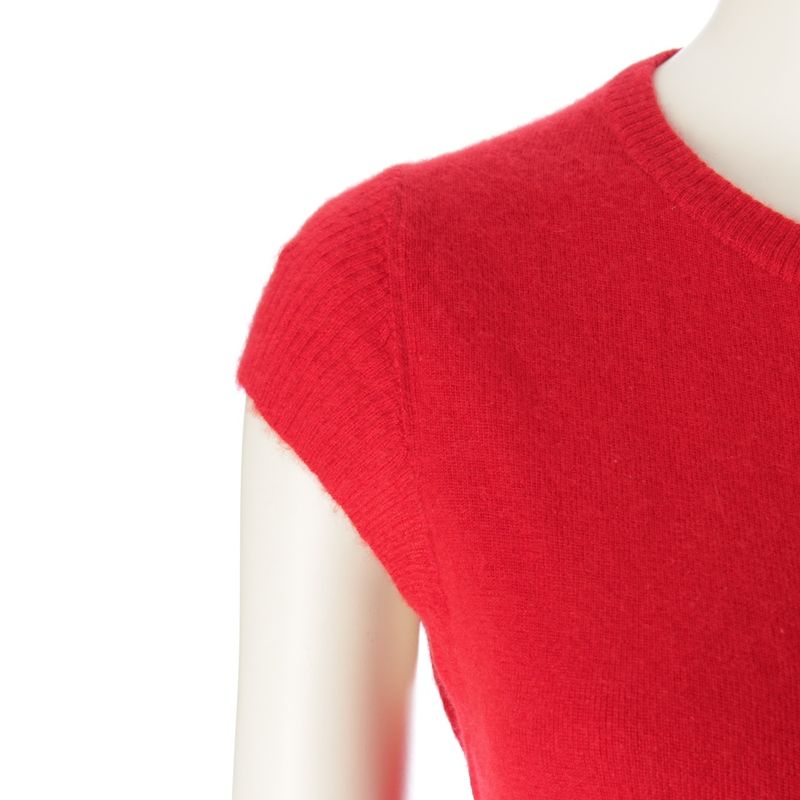 Chanel 06A Cashmere Double Zip Up Vest Sleeveless Top P29666 Red 38