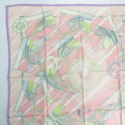 Hermes Carre 90 Face Au Large Towards The Sea Pink Scarf 100% Silk
