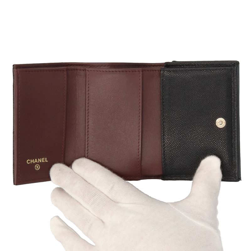 Chanel Classic Small Flap Wallet Ap0230 Caviar Skin Women Black
