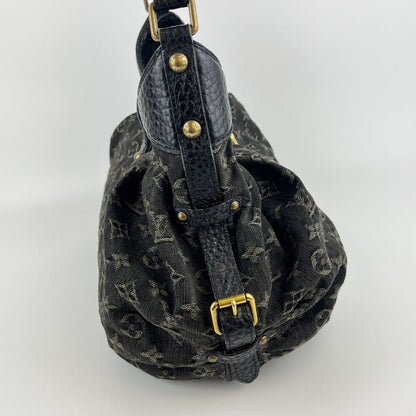 Louis Vuitton Monogram Slightly Shoulder Bag Denim Black Vintage — view 5
