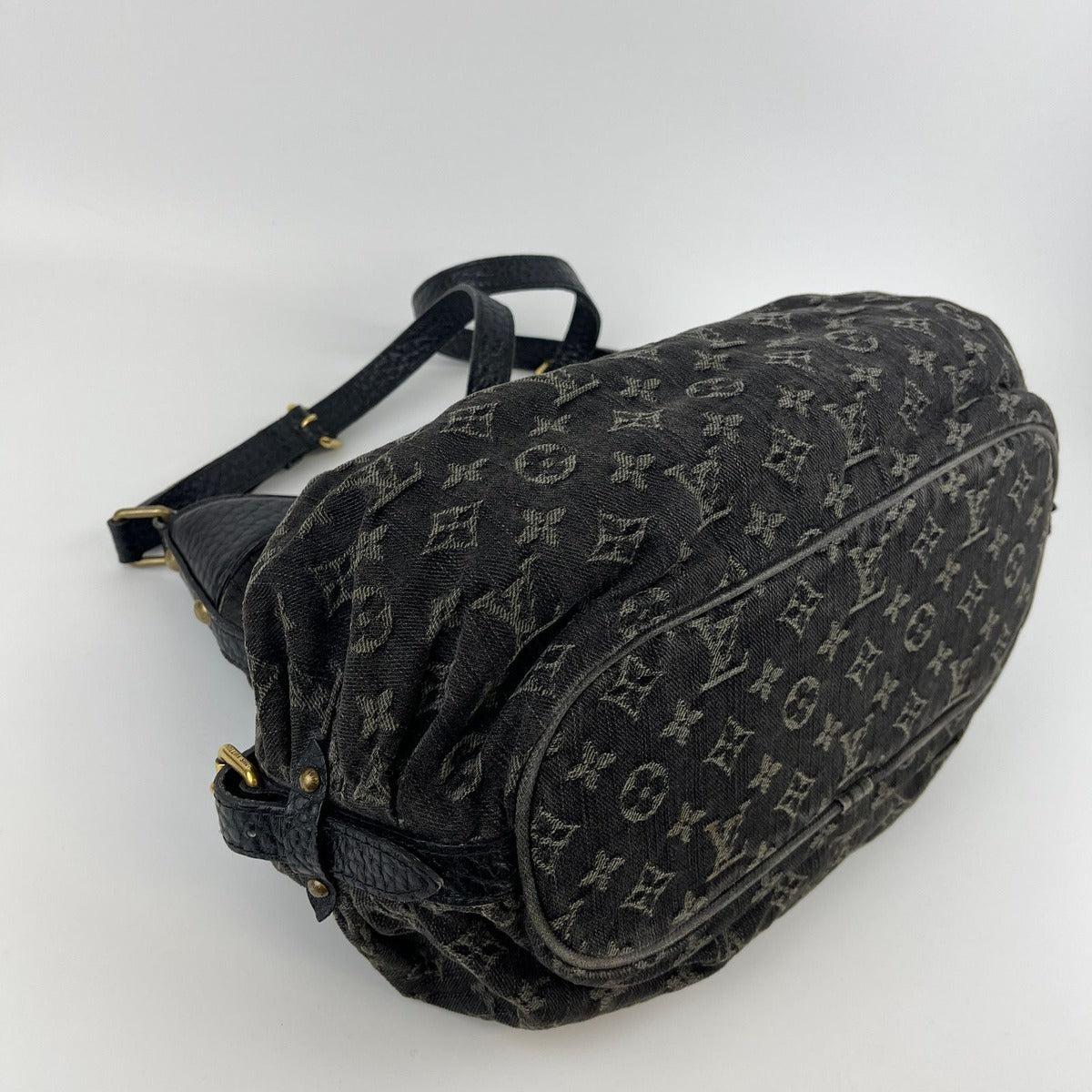 Louis Vuitton Monogram Slightly Shoulder Bag Denim Black Vintage — view 7