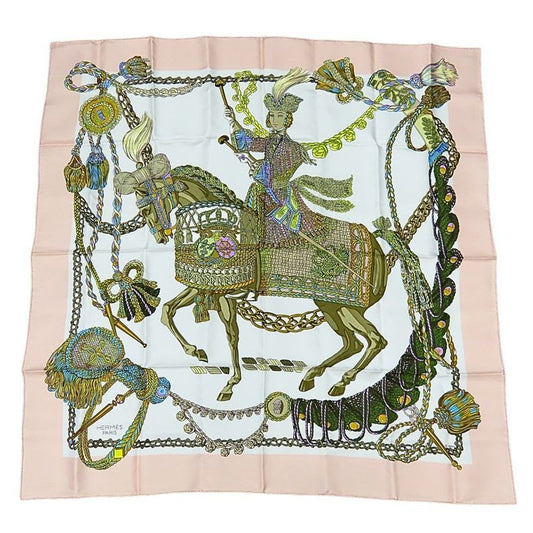 Hermes Scarf Carre 90 Timpani Player le Timbalier Silk Pink Multicolor Accessory