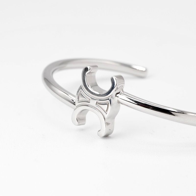 Celine Bracelet Bangle Cuff Silver Triomphe Asymmetric