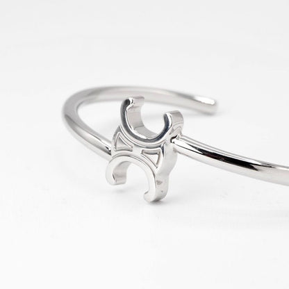 Celine Bracelet Bangle Cuff Silver Triomphe Asymmetric