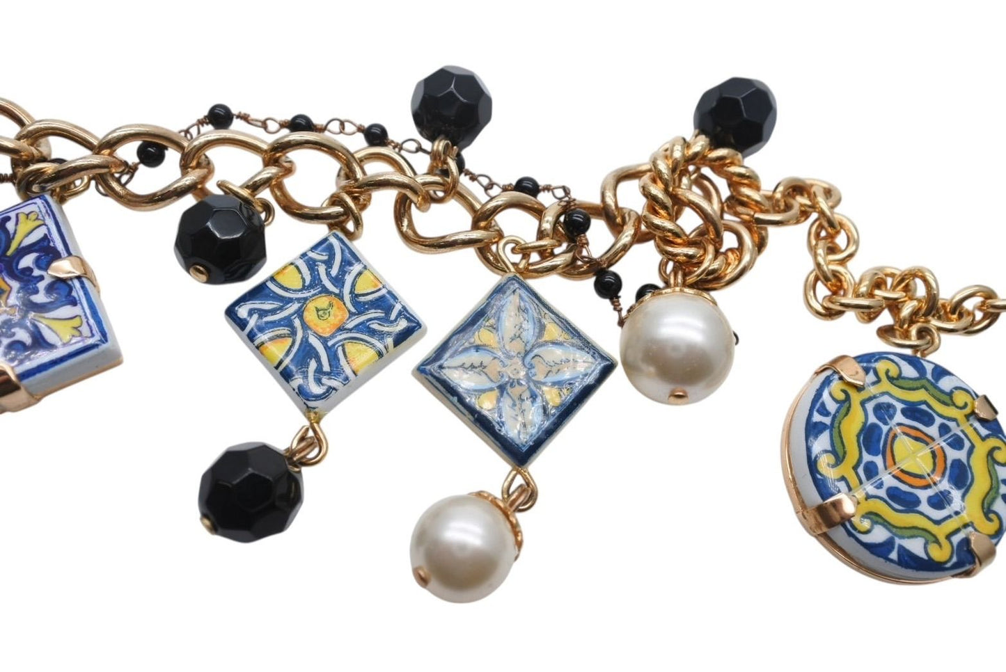 Dolce & Gabbana Necklace Mexican Tile Style Brass Terracotta — view 5