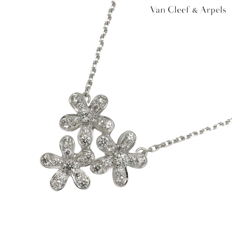 Van Cleef & Arpels Socrates 3 Flower Diamond Necklace 42 cm 18K WG 750