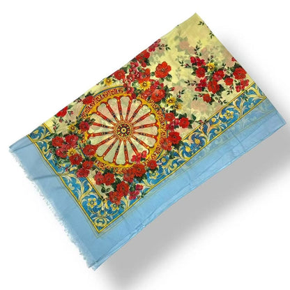 Dolce & Gabbana Scarf Floral Pattern Large Cotton Blue — view 2