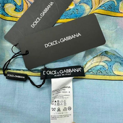 Dolce & Gabbana Scarf Floral Pattern Large Cotton Blue — view 3