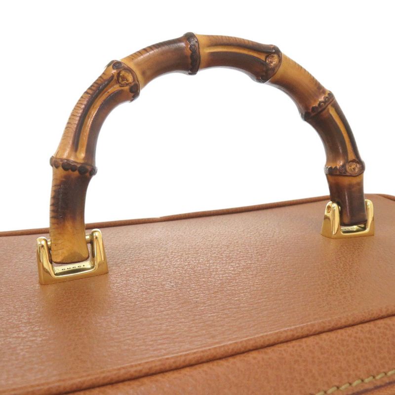 Gucci Bamboo 013 122 2491 Leather Brown 2WAY Vanity Bag Brown 0277 Gucci