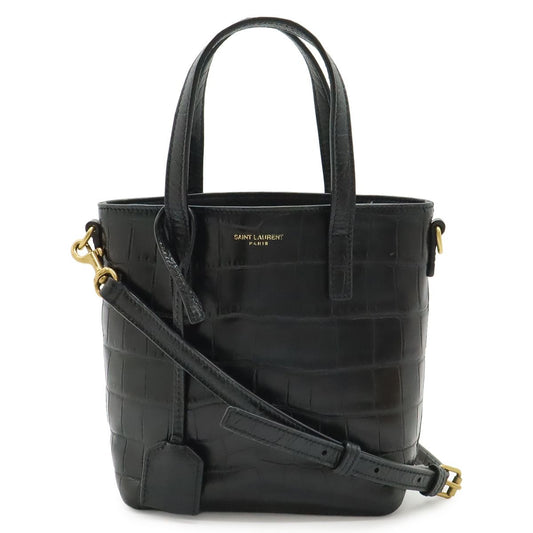 Saint Laurent Paris YSL Mini Toy Shopping 2-Way Shoulder Bag Croco