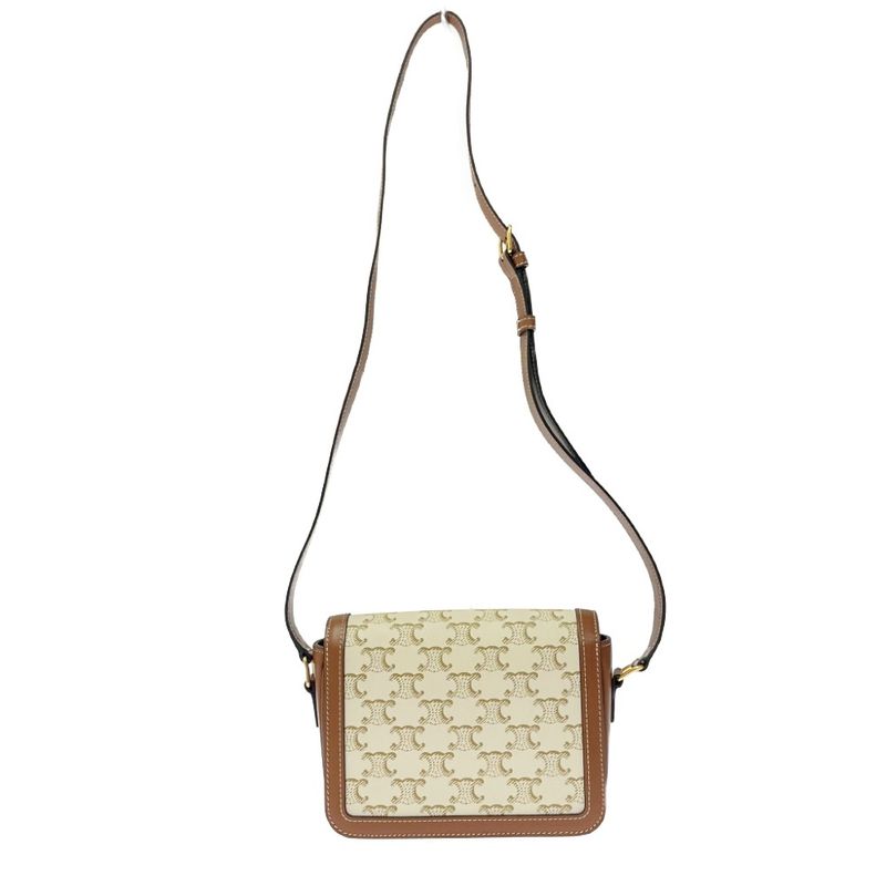 Celine Calf Triomphe Canvas Teen Shoulder Bag White 408594 Shoulder Bag