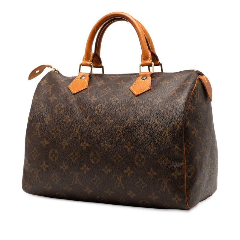Louis Vuitton Monogram Speedy 30 M41526 Brown PVC Leather Women Louis Vuitton