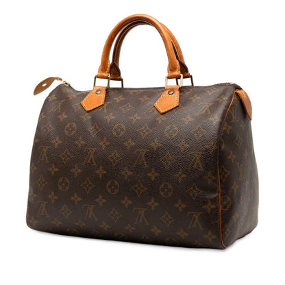 Louis Vuitton Monogram Speedy 30 M41526 Brown PVC Leather Women Louis Vuitton