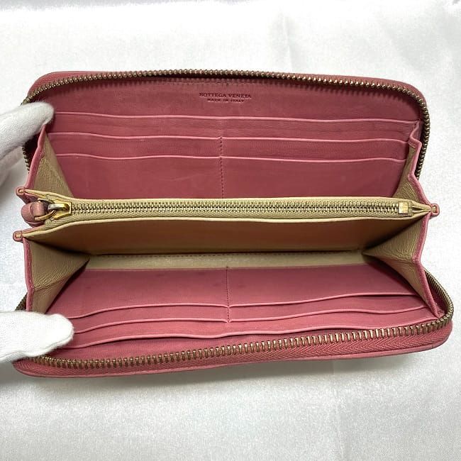 Bottega Veneta Round Zipper Long Wallet Ec21014 Pink