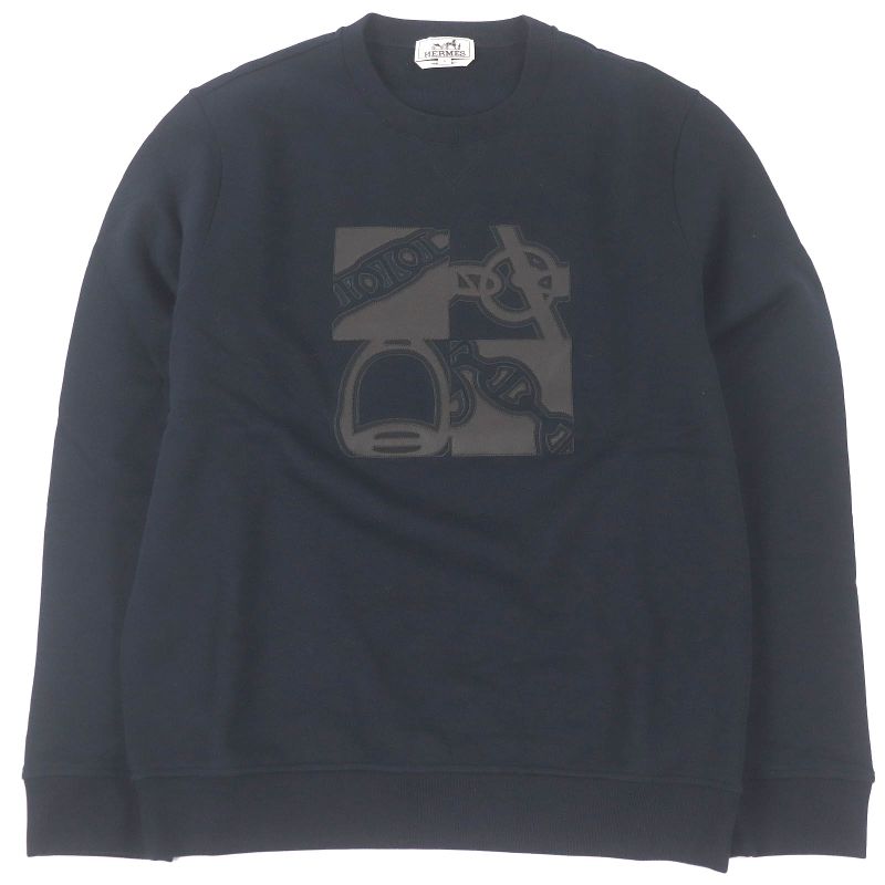 Hermes H467810ha01sm Metalerie Au Carré Lambleather Patch Round Neck Sweatshirt