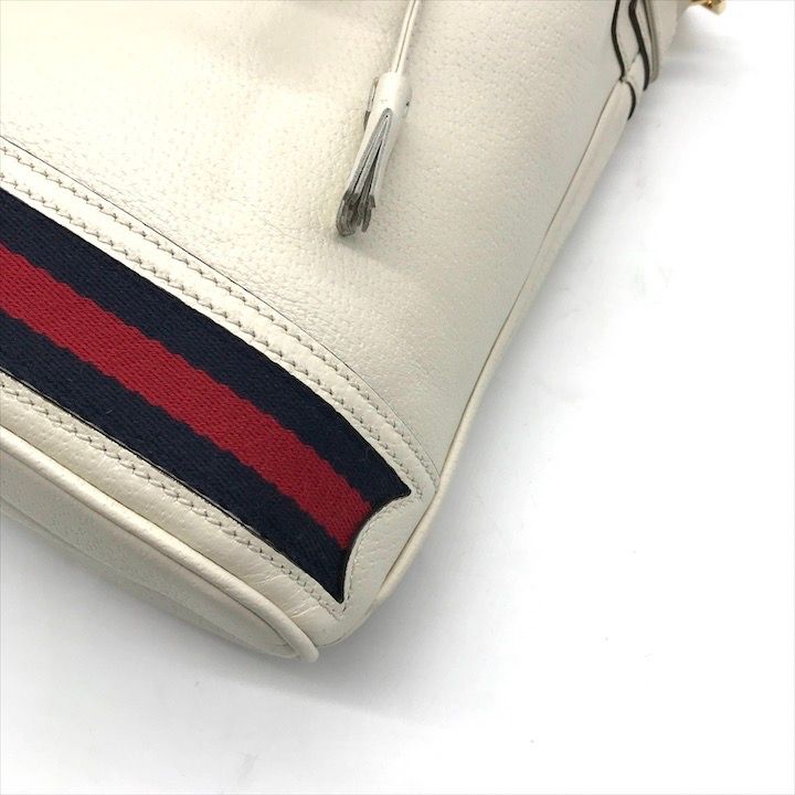 Gucci Leather Small Bucket Ophidia Gghardware 2-Way Bag White