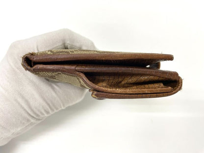 Gucci GG Canvas Leather Compact Wallet Bifold Wallet Bamboo 112521 Beige Made