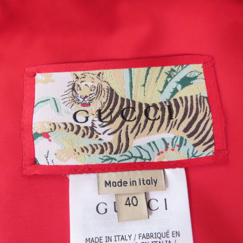 Gucci 22SS 682981 Tiger 100% Cotton GG Pattern Large Size Coat Red Brown 40