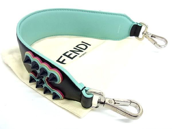 Fendi Strap You Mini Leather Studded Shoulder Strap For Bags Black