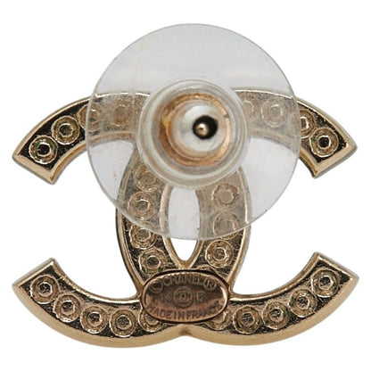 Chanel Coco Mark Rhinestone Earrings One Side Only Gold Plated Women's Chanel