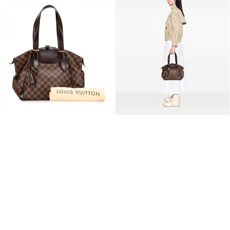 Louis Vuitton Damier Verona MM Handbag Shoulder Bag N41118 Brown PVC Leather