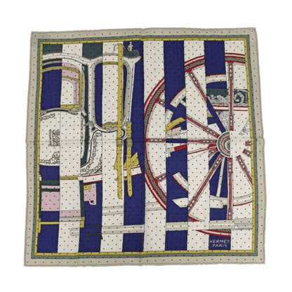 Hermes Gauroche 45 Berlinne Carriage Multicolor Beige Scarf Bandana