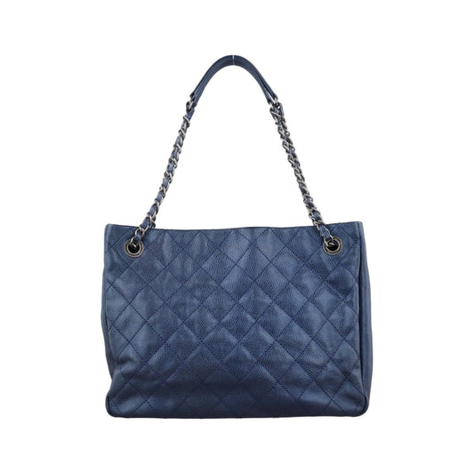 Chanel Quilted Navy Caviar Leather Messenger Bag