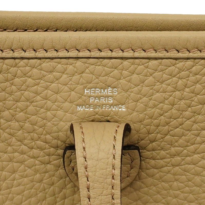 Hermes Shoulder Bag Evelyn TPM Taurillon Cles Mance Beige Marfa Silver Hardware