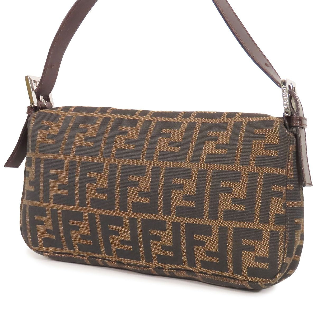 Fendi Mamma Bucket Brown Canvas Leather Zucca Pattern Shoulder Handbag — view 2
