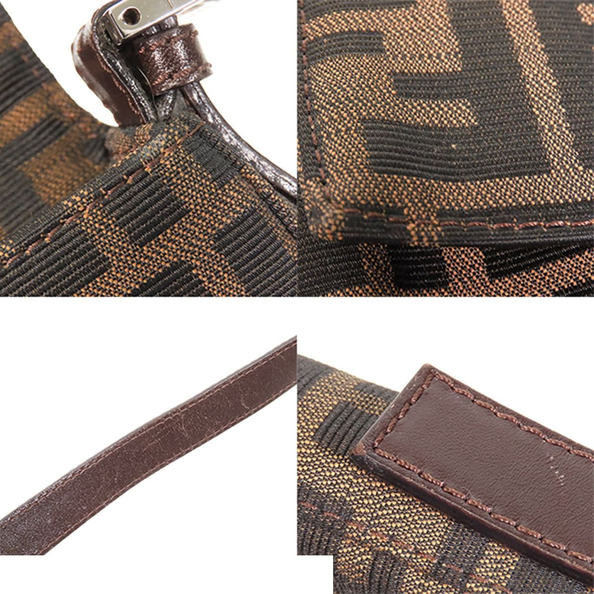 Fendi Mamma Bucket Brown Canvas Leather Zucca Pattern Shoulder Handbag — view 5
