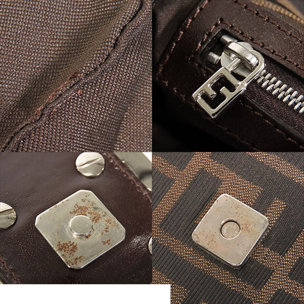 Fendi Mamma Bucket Brown Canvas Leather Zucca Pattern Shoulder Handbag — view 8