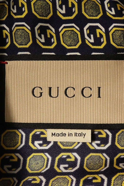 Gucci 747689 Zanl7 Multi Pattern Silk Long Sleeve Shirt Men's 46